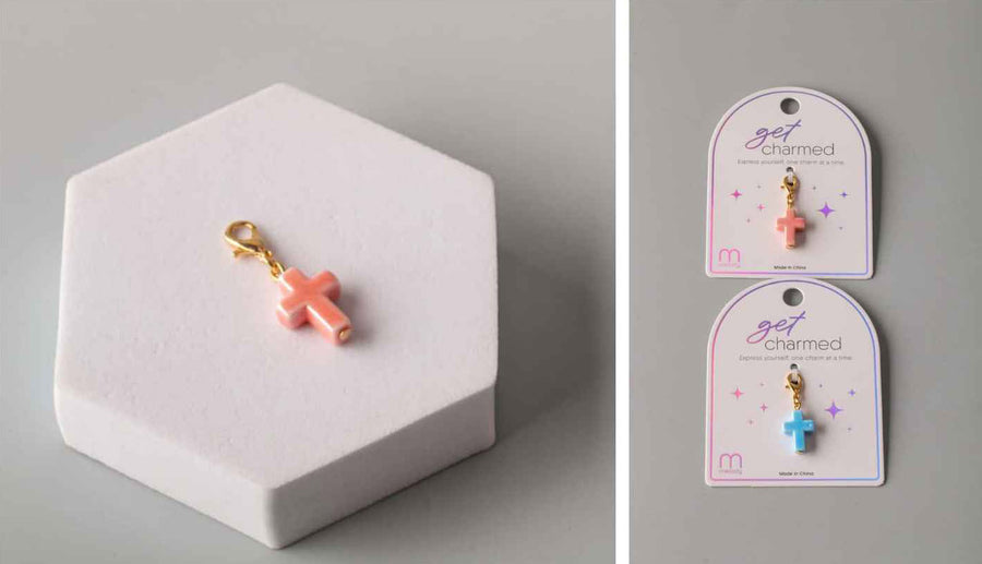 Charms - Pink and Blue Ceramic Look Crosses