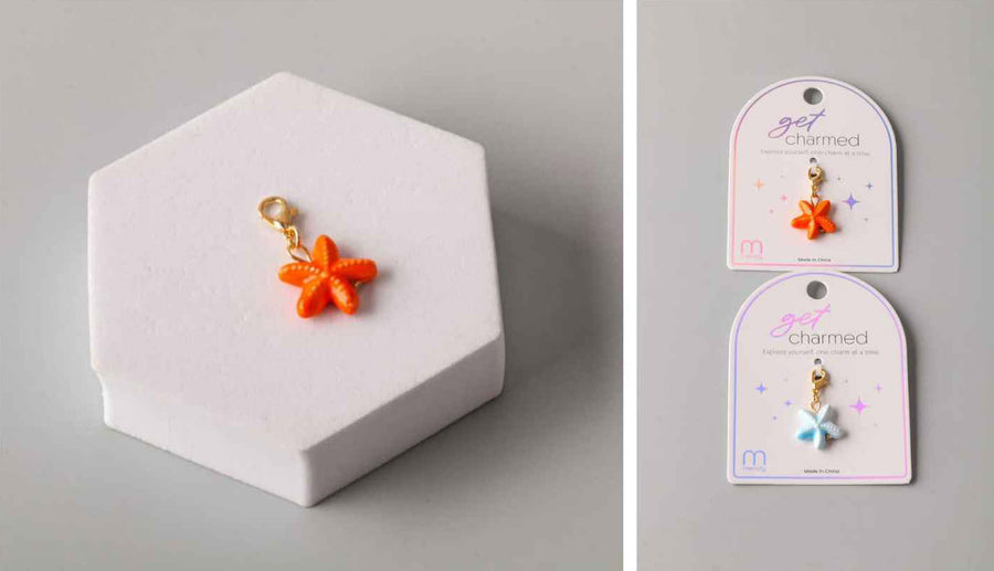 Charm - Ceramic Starfish in Orange and Blue