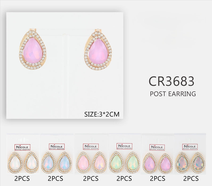 Teardrop Gem Earrings with Rhinstones