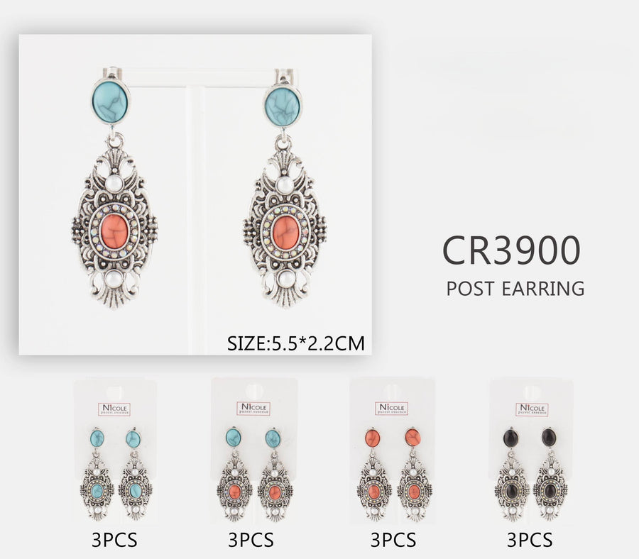 Silver Dangle Earrings with stones
