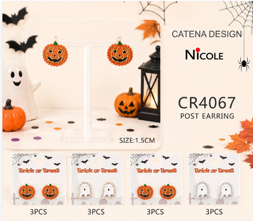 Ghost and Pumpkin rhinestone studs
