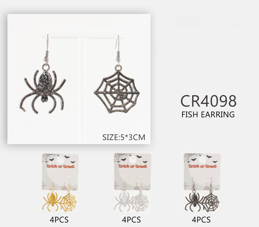Halloween Spider and Web Dangle Earrings