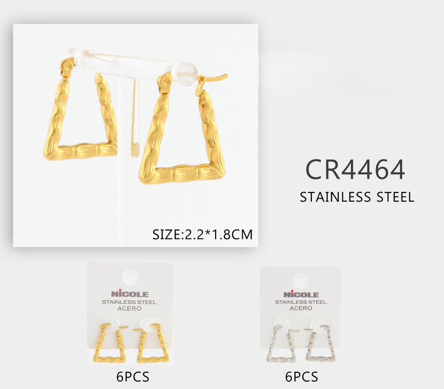 Textured Triangle Hoops Stainless Steel