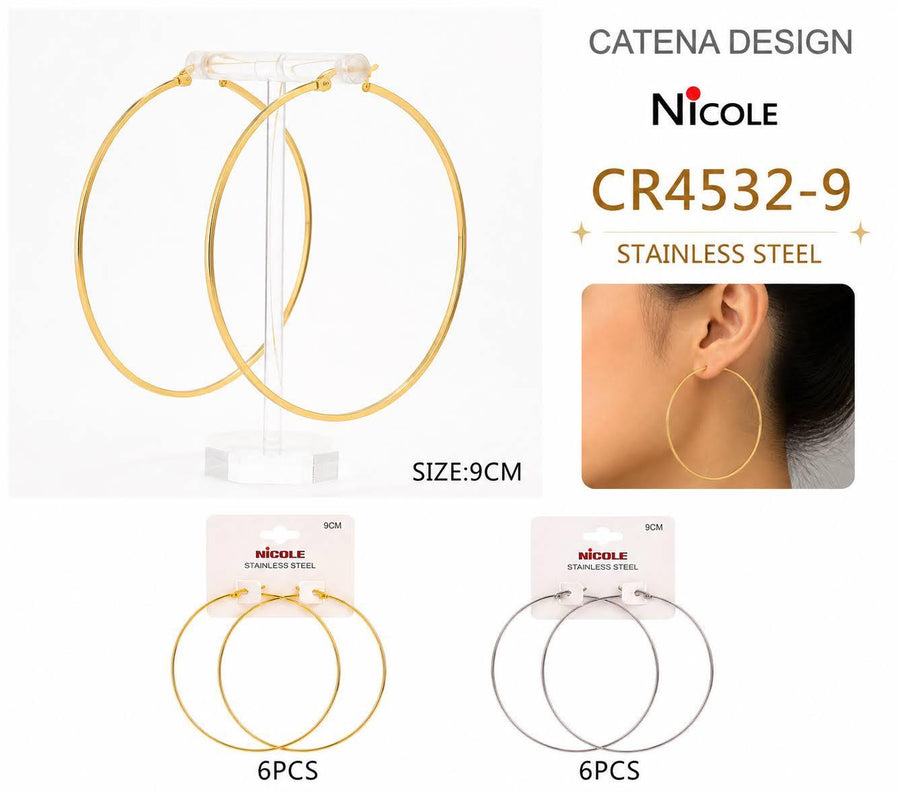 9CM Stainless Steel Hoop Earrings