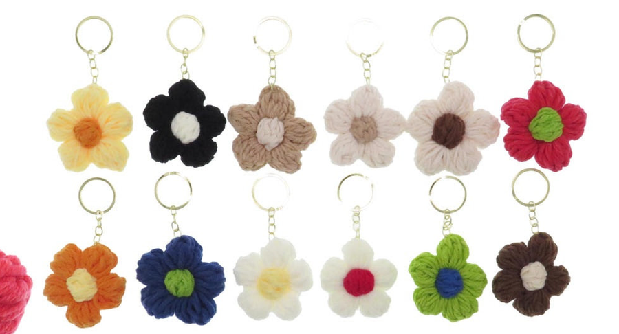 Crochet Flower Keychain Assorted Colors
