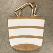 Cotton Jute White Stripe Tote