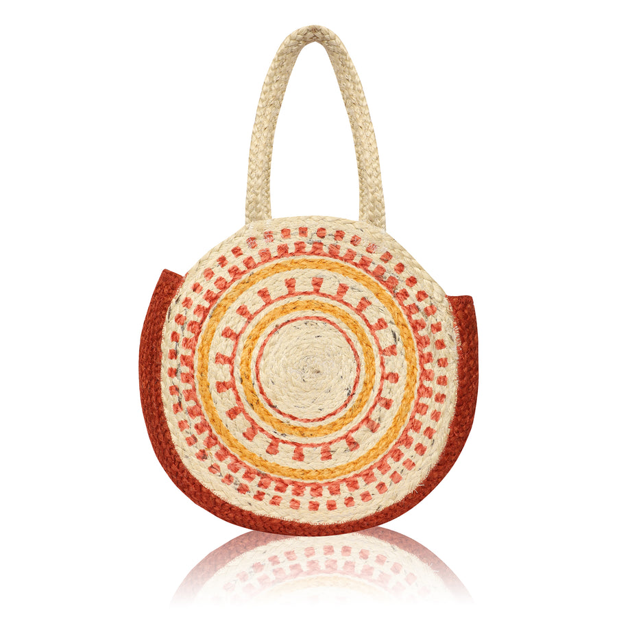 Round Mandala Tote Bag, Orange, Red, Yellow