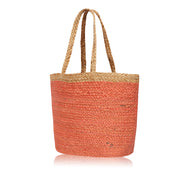 Coral and Natural Jute Tote Bag