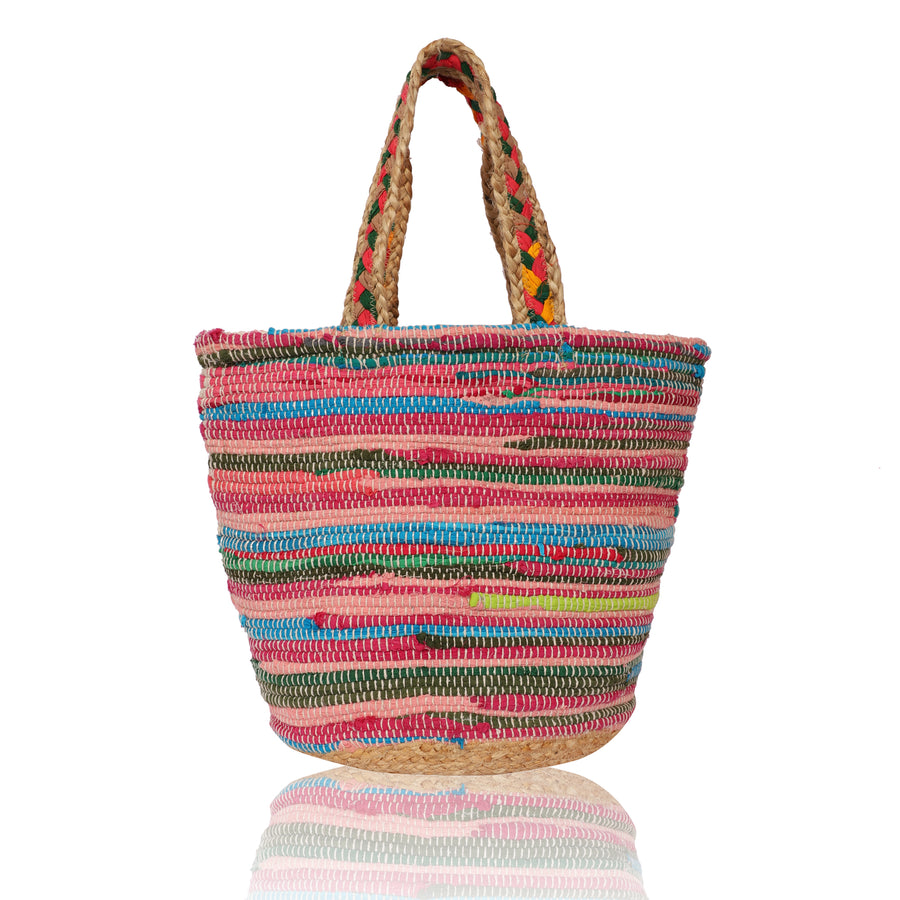 Pink Stripes Beach Bag