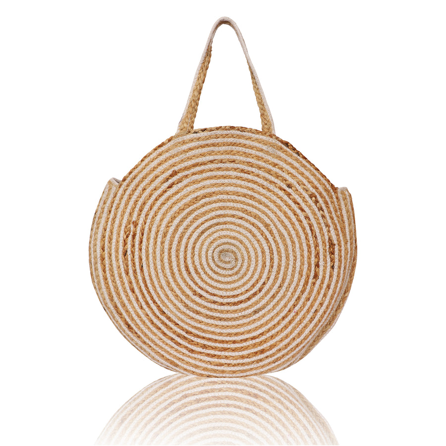 Extra Large Striped Pure Jute Beach Tote Bag