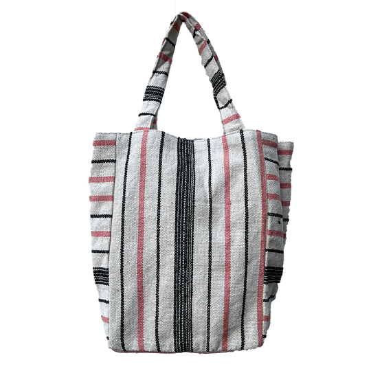 Pink Stripes Cotton Beach Tote