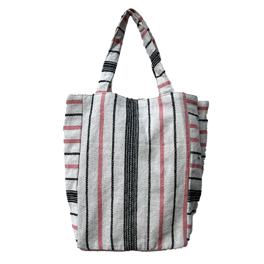 Pink Stripes Cotton Beach Tote