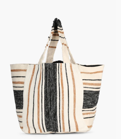 Pink Stripes Cotton Beach Tote