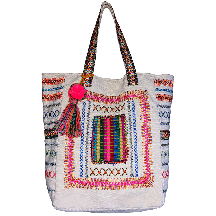 Vibrant Rainbow Stitches Summer Bag