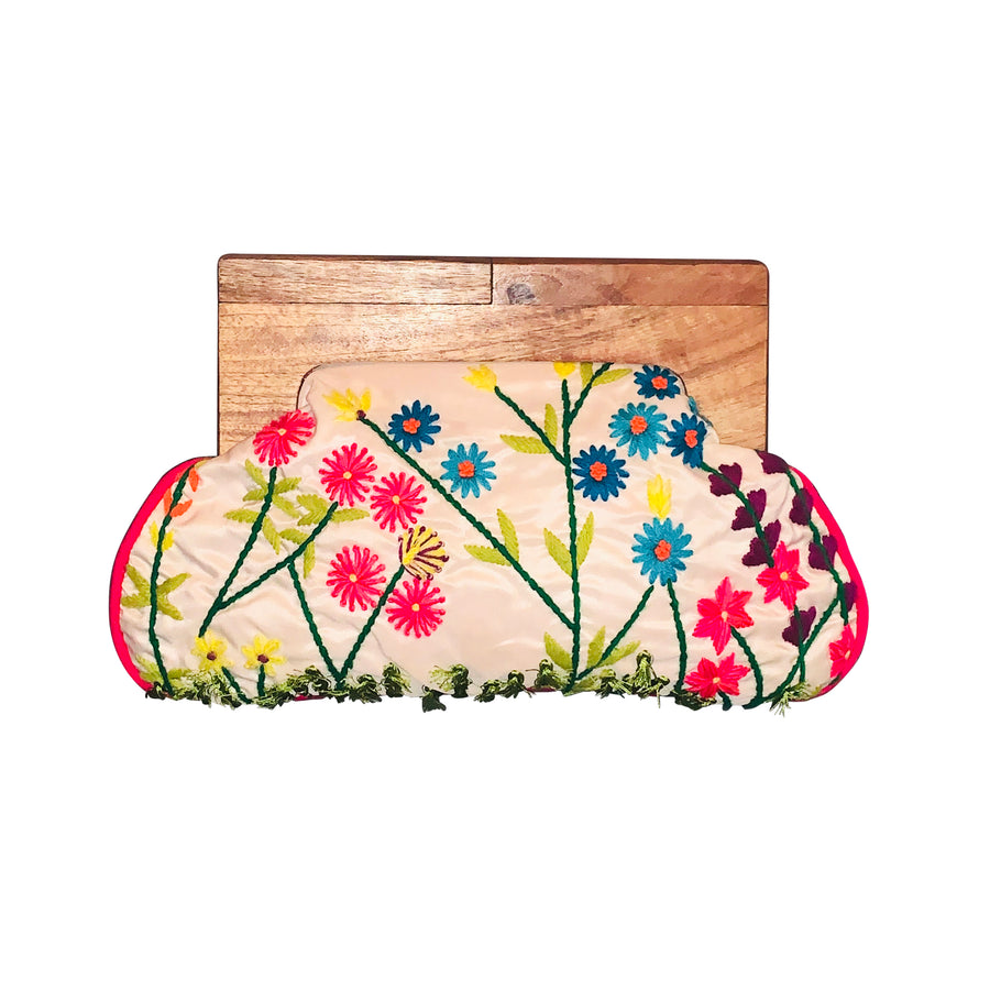 Embroidered Garden Clutch