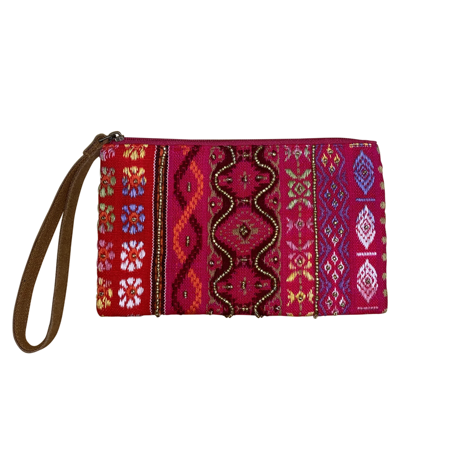 Wristlet Magenta Beaded Pattern