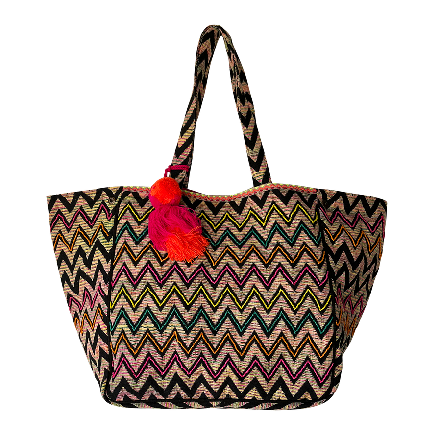 Zig Zag Rainbow Large Tote