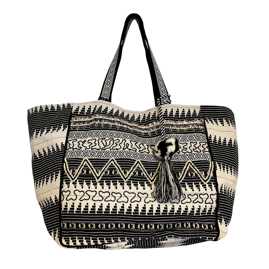 Black and White Zig Zag tote