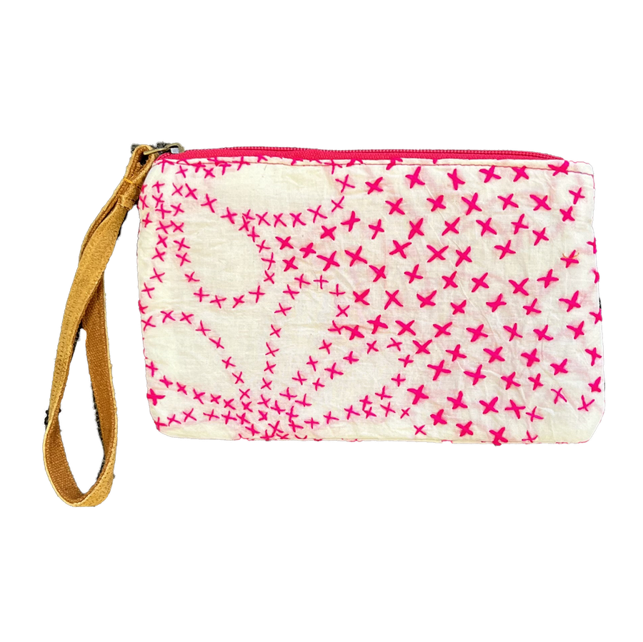 Pink X Flower Wristlet