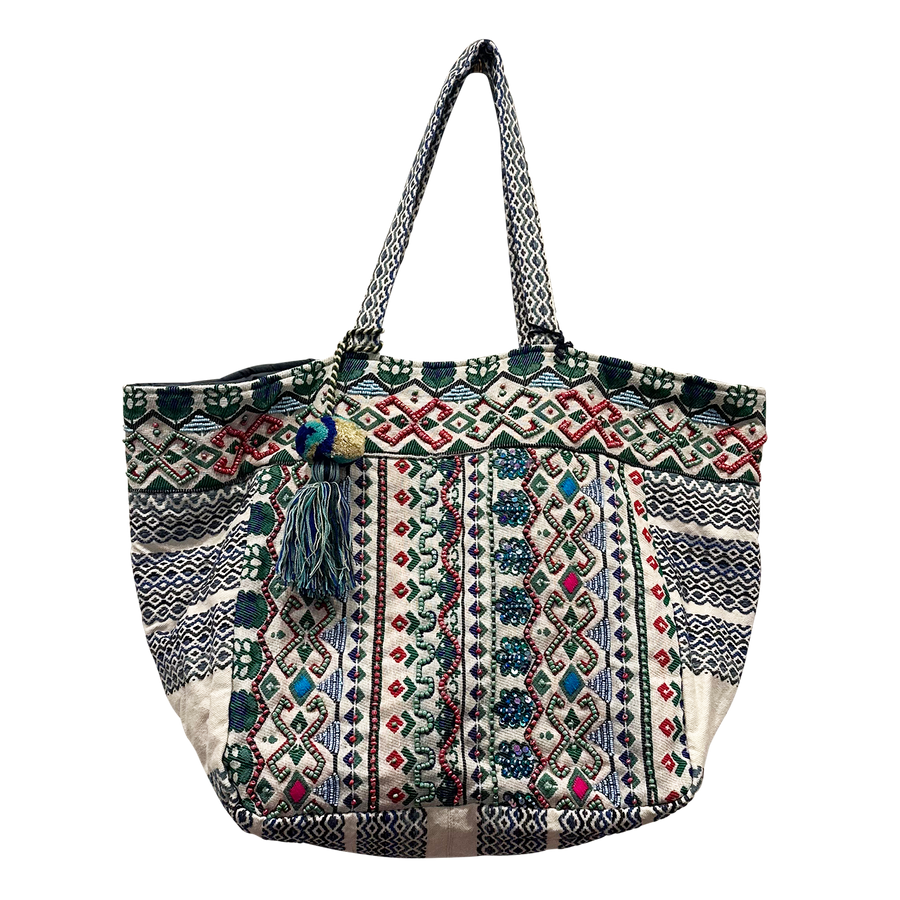 Green Sparkle Beaded Tote
