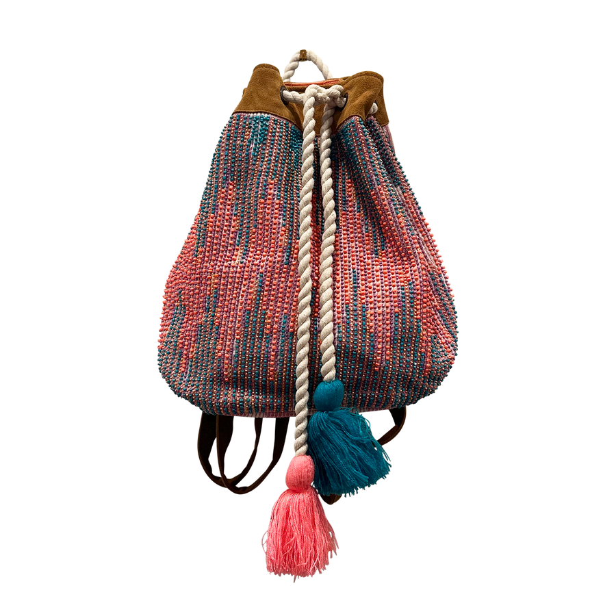 Coral Turquoise Beaded Backpack