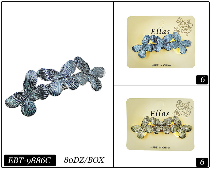 Metal Butterly Barrette, Gold and Silver