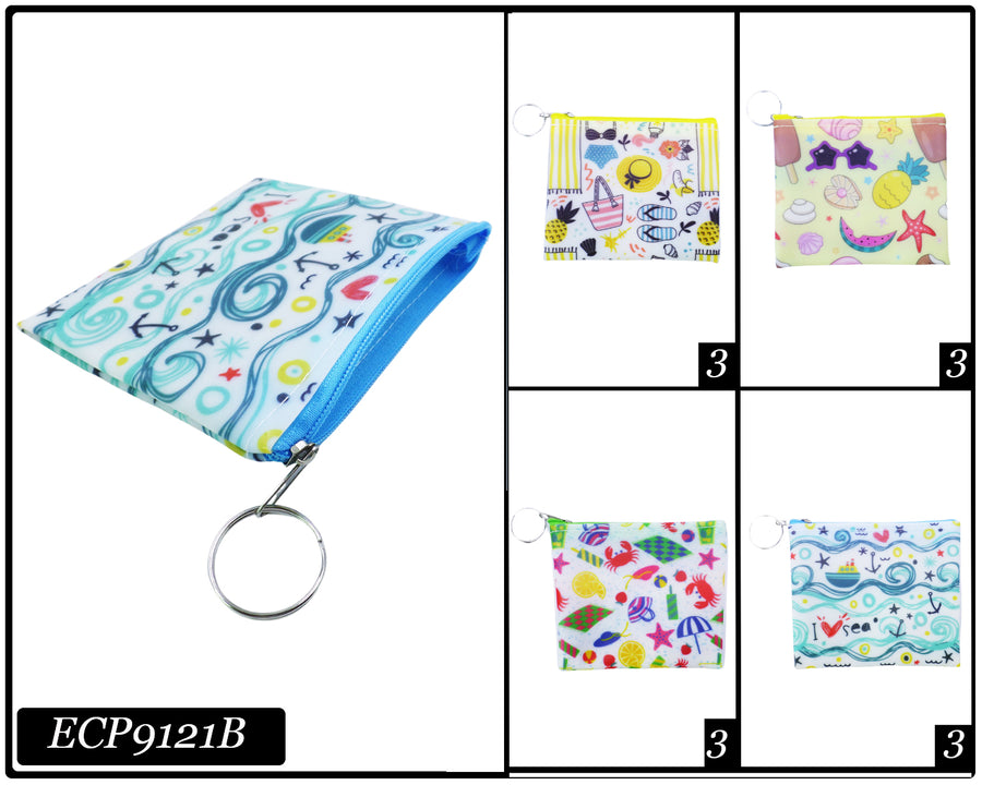 Coin Purse, PVC, Colorful Beach Theme