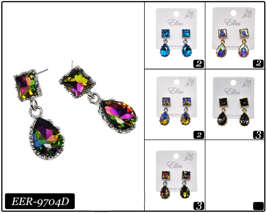 Square and Teardrop Gem Earrings
