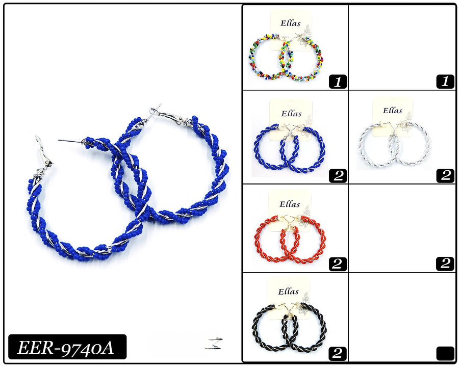 Twisted Bead Hoop Earrings