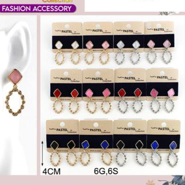 Gem Earring with Crystal Oval