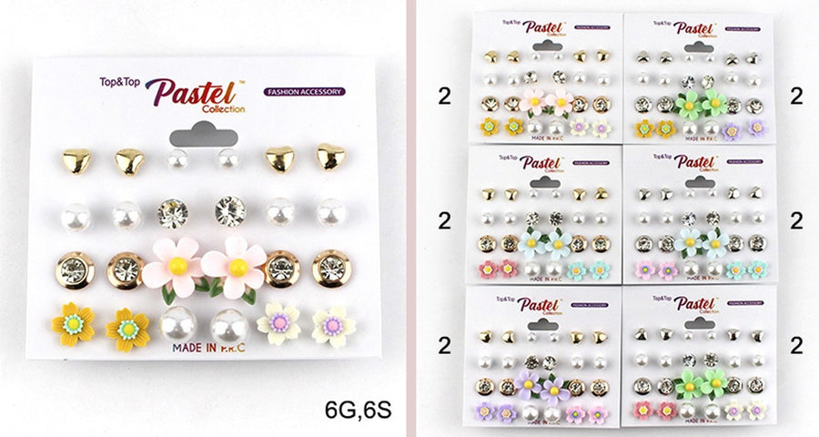 Pastel Collection Assorted Stud Earrings Flowers