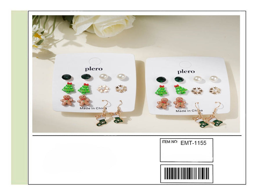 Snowflake, Tree, Gingrbread and Stocking Holiday Earring Set