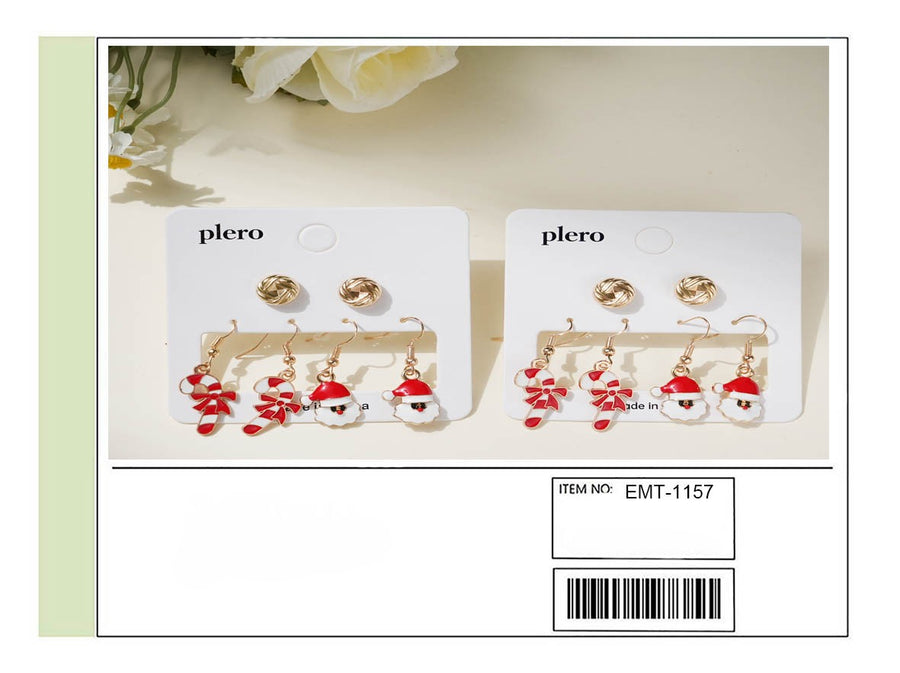 Santa and Candy Cane Holiday Earring Set
