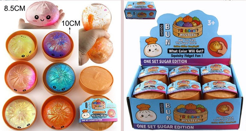 Rainbow Mystery Squishy Bun Glitter Sugar Edition