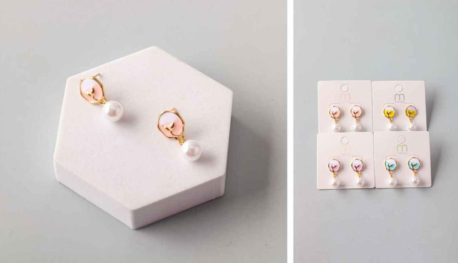Sprout Stamp Pearl Drop Earring, 4 colors