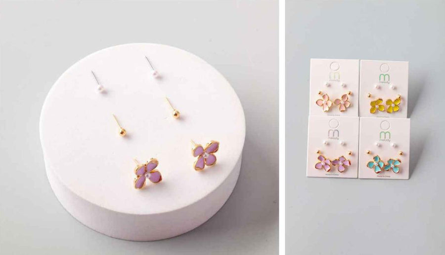 Pearl Lilac Stud Earring Set, 4 colors