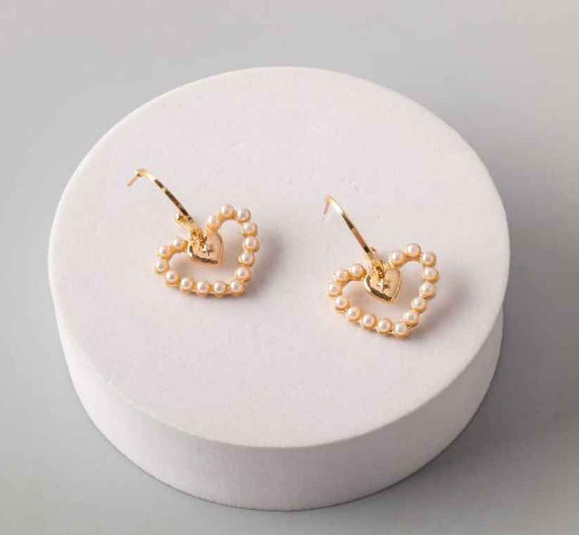 Pearl Heart Ring Hoop Earring
