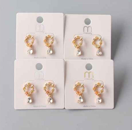 Floral Wreath Crystal Teardrop Earring