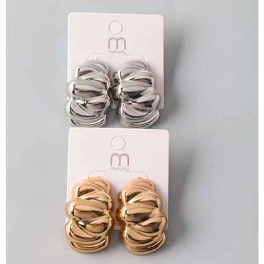 Metal Chunky Layered Row Earring