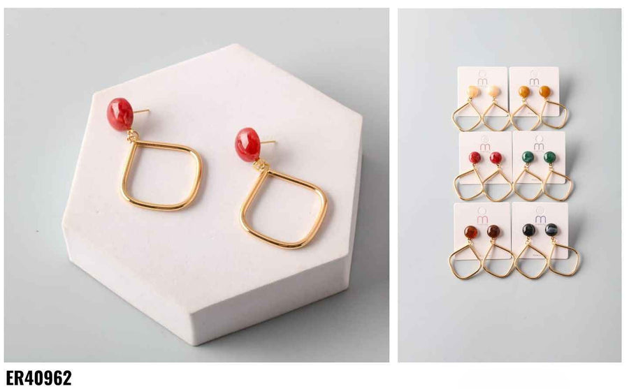 Gem Bent Diamond Shape Drop Earring