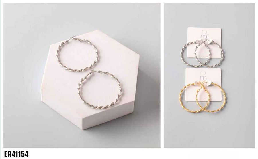 Large Matte Twist Hoop Earring