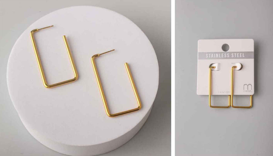 Rectangle Hoops in Gold