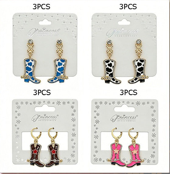 Boots with Rhinestones Earrings
