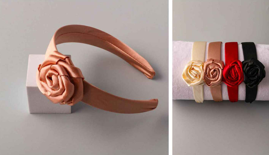 Satin Rose Headband Set