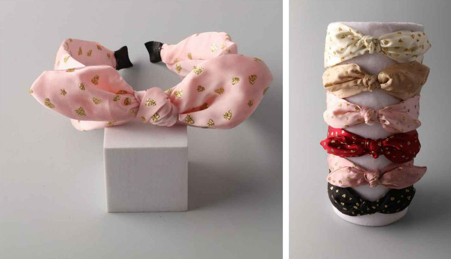 Gold on Ribbon Bow Headbands, 6 colors