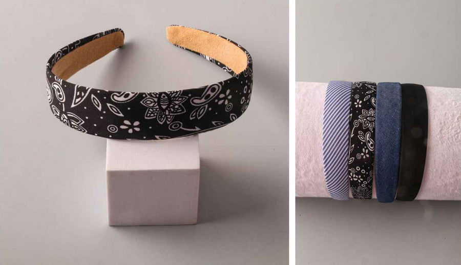 Faux Suede and Bandana Style Headband Set