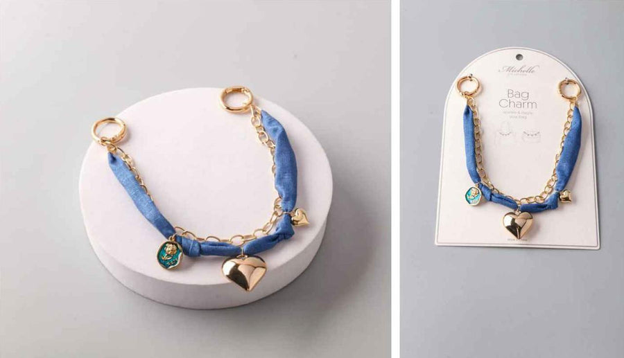 Heart Denim Bag Charm Chain
