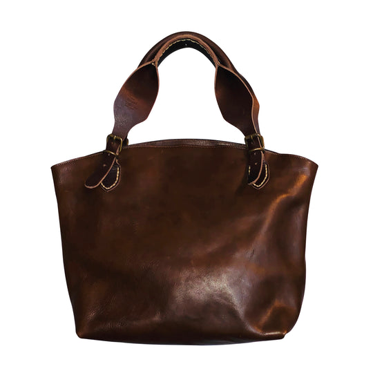 Smooth Chocolate Greek Leather Handbag