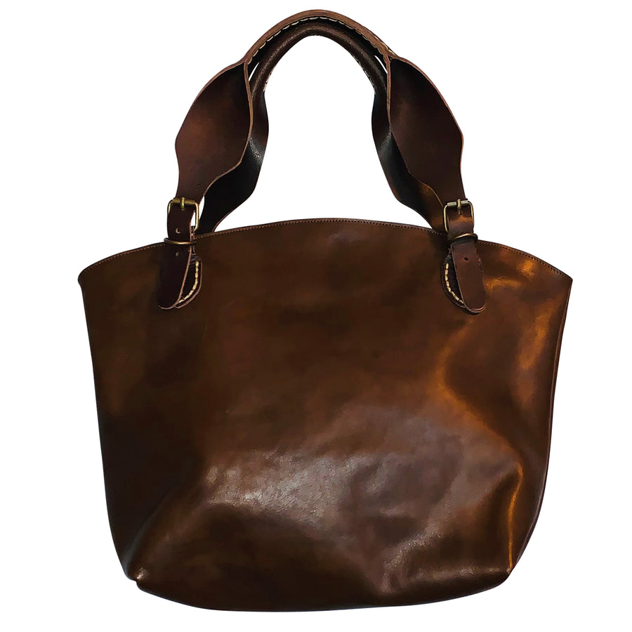 Smooth Chocolate Greek Leather Handbag