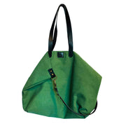 Leather and Cotton Green Canvas Tote